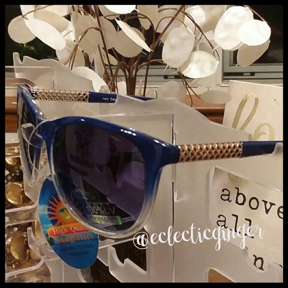 Blue fade gold embellished sunglasses - Picture 2 of 3